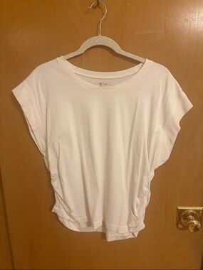 Madewell White Short Sleeve Boxy Tee with Side Gather